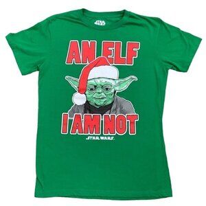 AN ELF I AM NOT Yoda Star Wars Short sleeve T-shirt Christmas Santa Hat Medium